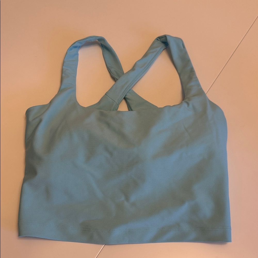 Abercrombie sculptlux Blue strappy Back Sports Bra crop top